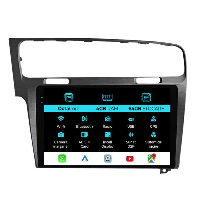 Navigatie Dedicata Volkswagen Golf 7 (2013-2020), 10Inch, 4Gb Ram, 64Gb Stocare, Carplay [1]
