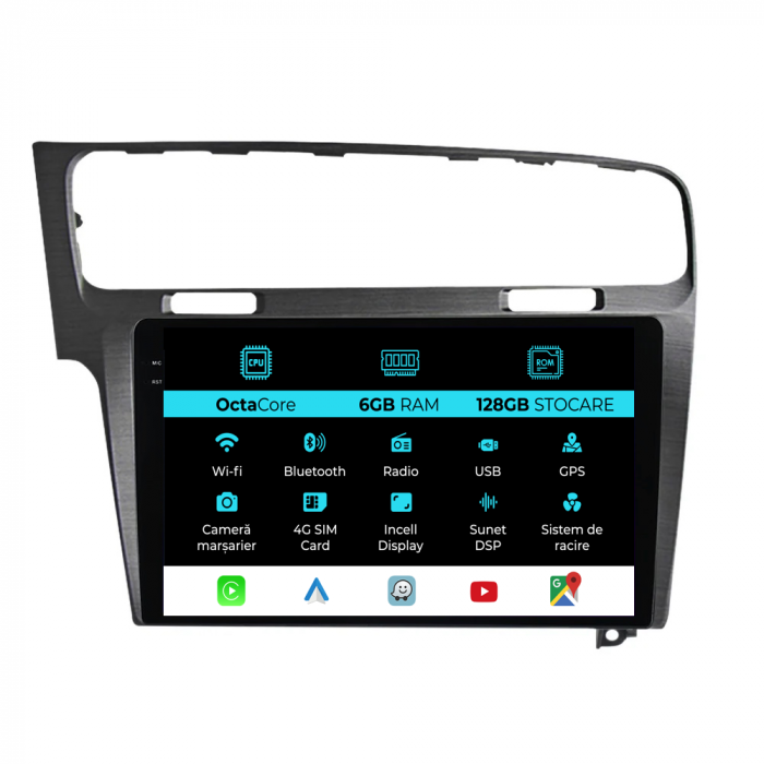 Navigatie Dedicata Volkswagen Golf 7 (2013-2020), 10Inch, 6Gb Ram, 128Gb Stocare, Carplay [1]
