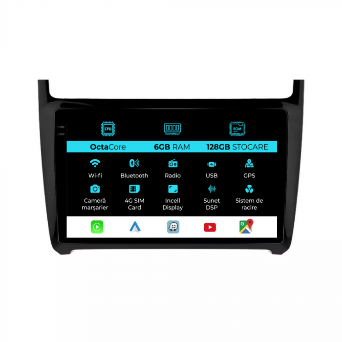 Navigatie Dedicata Volkswagen Polo (2009-2018), Incell 9Inch, 6Gb Ram, 128Gb Stocare, Carplay [1]