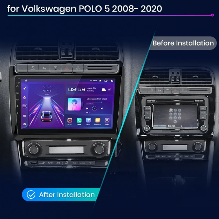 Navigatie Dedicata Volkswagen Polo (2009-2018), 9Inch, 1Gb Ram, 32Gb Stocare, Carplay [9]