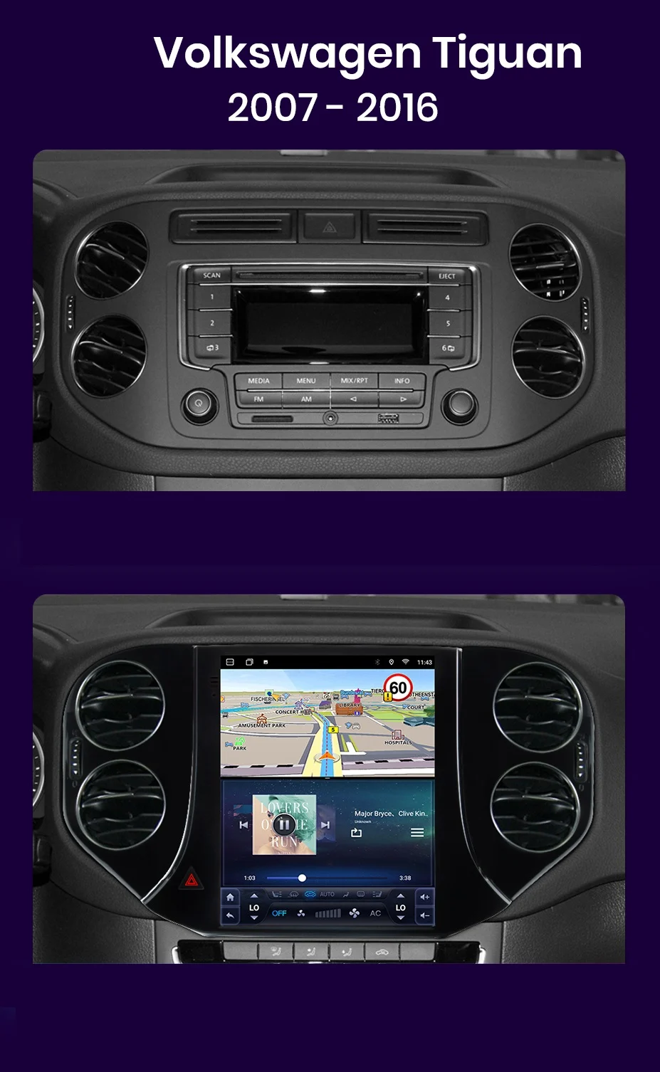 Navigatie Dedicata Volkswagen Tiguan (2007-2016),QuadCore, 9.7 Inch, 4Gb Ram, 64Gb stocare, Carplay [5]