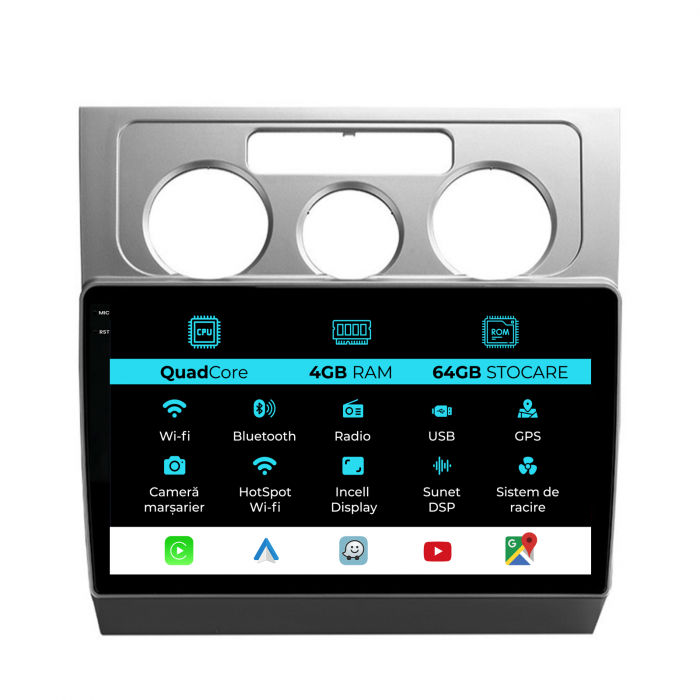 Navigatie Dedicata Volkswagen Touran (2003-2010),QuadCore, 10Inch, 4Gb Ram, 64Gb Stocare, Carplay [1]