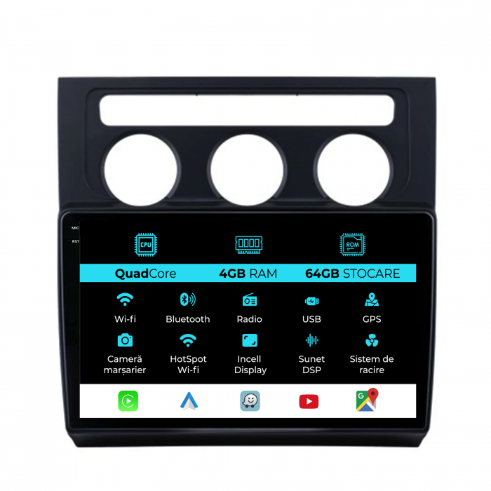 Navigatie Dedicata Volkswagen Touran (2003-2010),QuadCore, 10Inch, 4Gb Ram, 64Gb Stocare, Carplay [1]