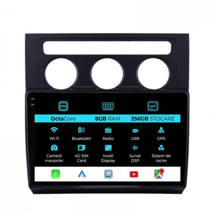 Navigatie Dedicata Volkswagen Touran (2003-2010), 10Inch, 8Gb Ram, 256Gb Stocare, Carplay [1]