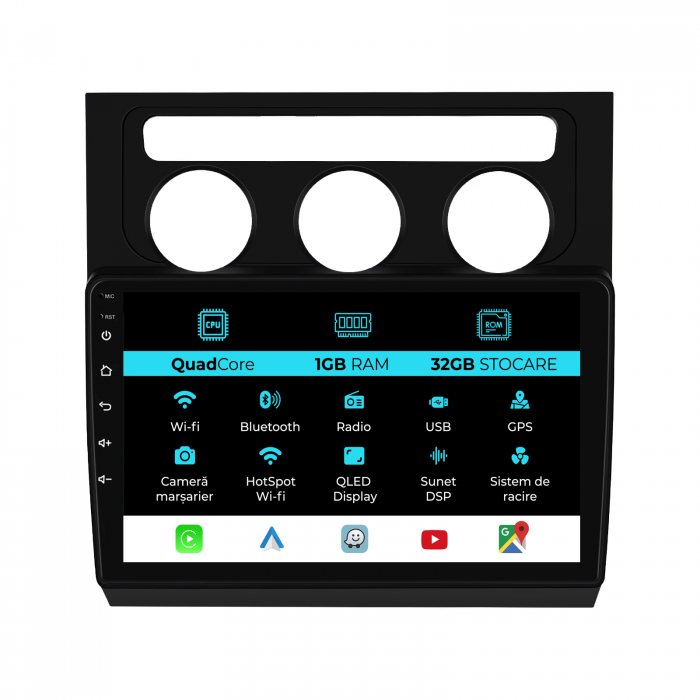 Navigatie Dedicata Volkswagen Touran (2003-2010), 10Inch, 1Gb Ram, 32Gb Stocare, Carplay [1]