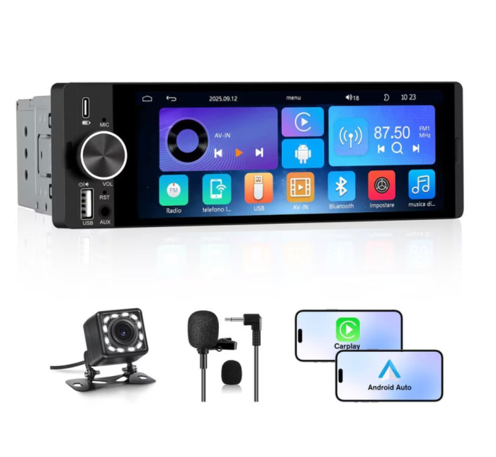 Navigatie universala 1DIN 6.86” CarPlay & Android Auto Wireless Bluetooth MP5 [2]