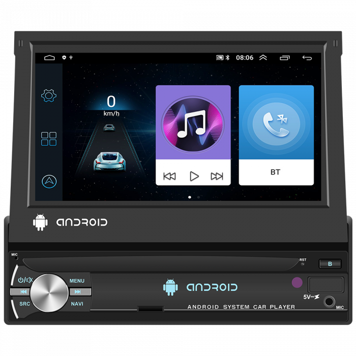 Navigatie Universala Android 1DIN, Ecran Retractabil ,2Gb Ram, 64Gb stocare, Bluetooth, WiFi, Waze, Youtube [2]