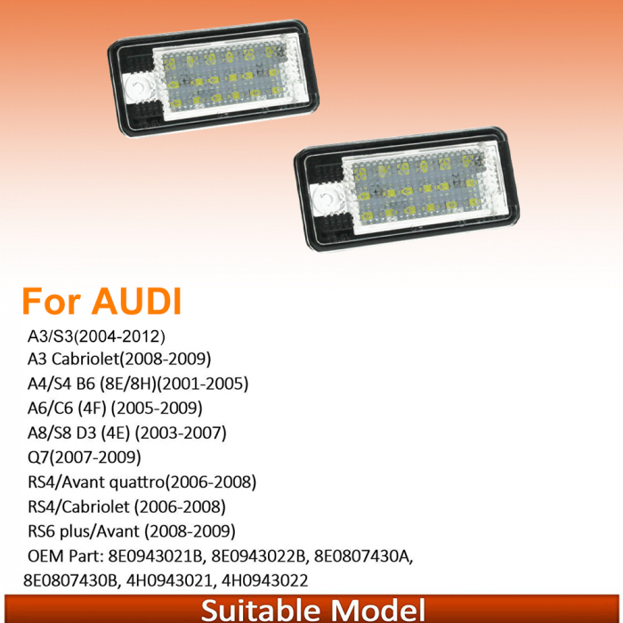 Set 2 Lampi LED iluminare numar Audi A3 A4 B6 B7 A6 4F Q7 A8 [7]