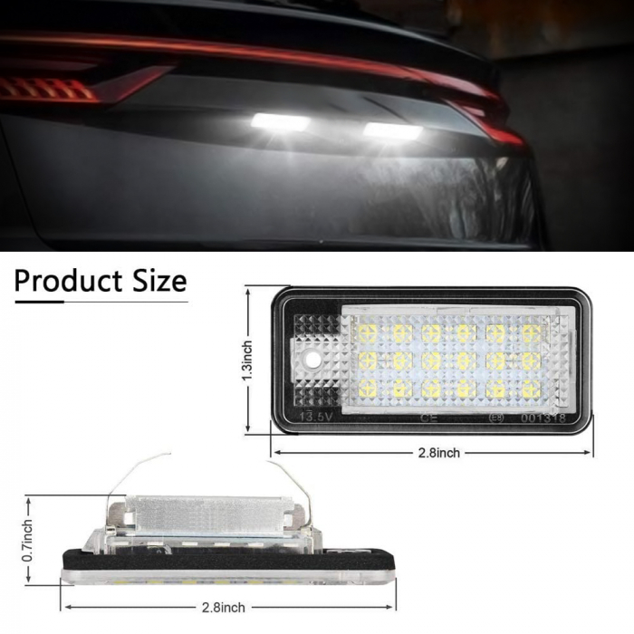 Set 2 Lampi LED iluminare numar Audi A3 A4 B6 B7 A6 4F Q7 A8 [8]
