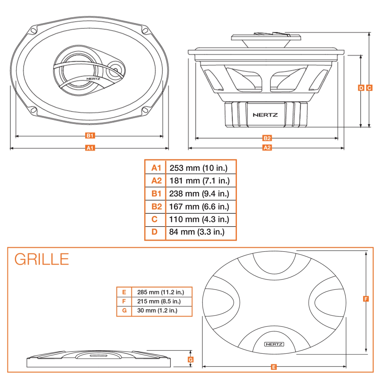 Difuzoare auto Hertz Dieci DCX 710.3, set coaxial 3 căi, 7x10 inch, 150W RMS, 4Ω, 2 difuzoare [3]