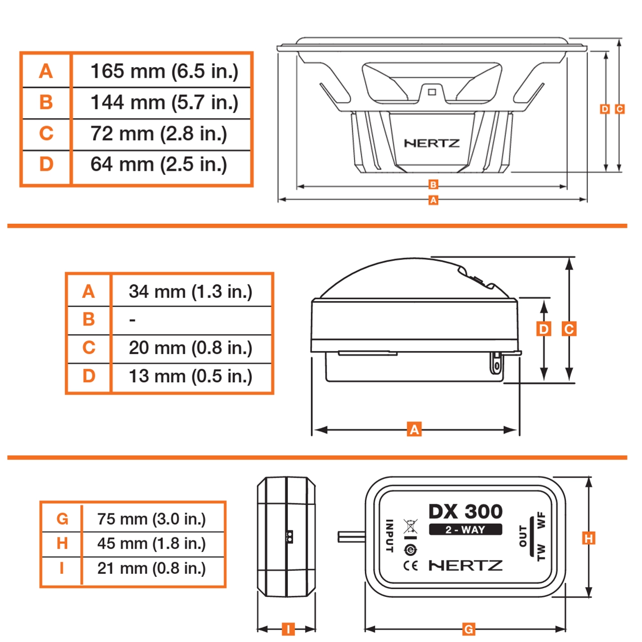 Difuzoare auto Hertz Dieci DSK 165.3, set sistem 2 căi, 165mm, 80W RMS, 4Ω, 4 difuzoare + accesorii [1]