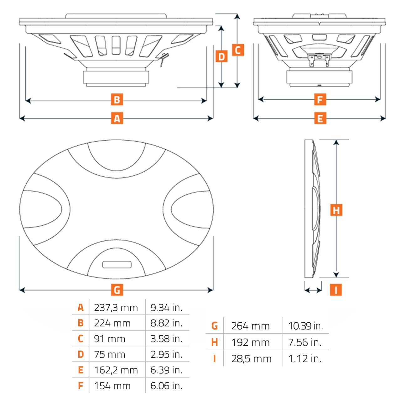 Difuzoare auto Hertz Uno X 690 set coaxial 4 căi, 6x9 inch, 85W RMS, 4Ω, set 2 difuzoare [5]