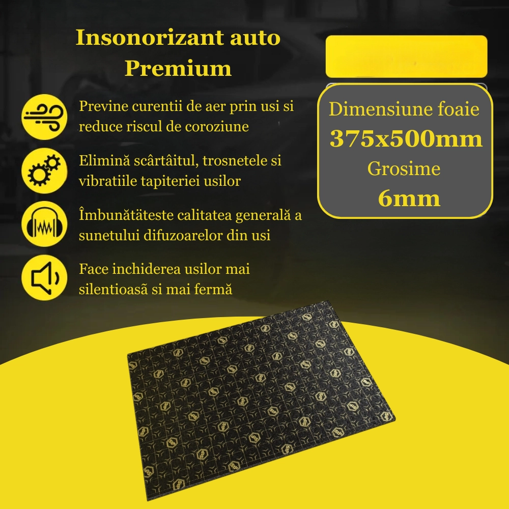 Insonorizant auto Premium STP Accent 6mm, 375x500mm, Foaie [1]