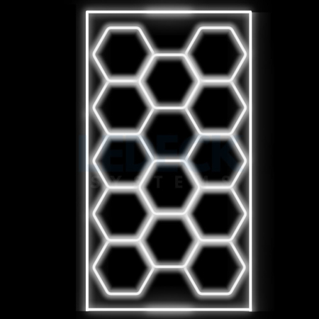 Lumini Hexagoane Modulare - Lumină LED Hexagonală – 14 Module 484x243CM - Garaj, Dormitor, Cameră Gaming, Spații Private