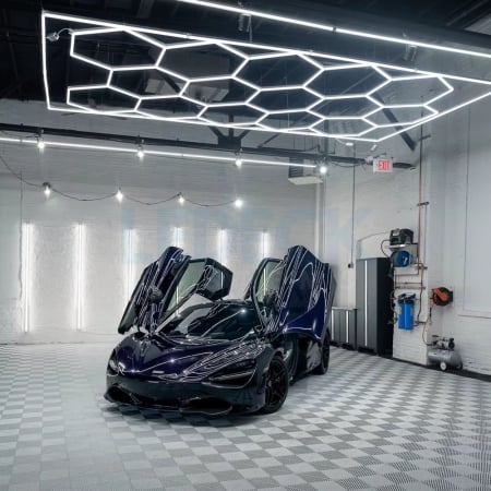 Lumină LED Hexagonală – 14 Module 484x243CM - Garaj, Dormitor, Cameră Gaming, Spații Private [9]