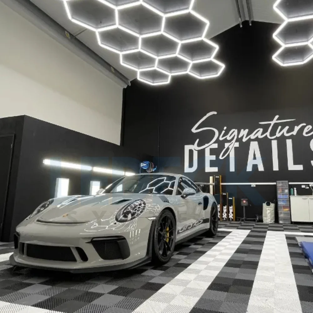 Lumină LED Hexagonală 14 Module + Rama 484x243 cm – Iluminare Profesională Atelier Detailing Auto 672W Honeycomb [2]
