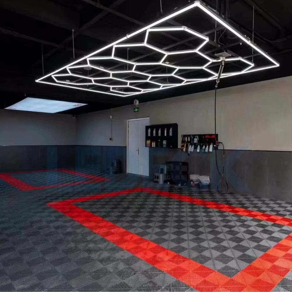 Lumină LED Hexagonală 14 Module + Rama 484x243 cm – Iluminare Profesională Atelier Detailing Auto 672W Honeycomb [5]