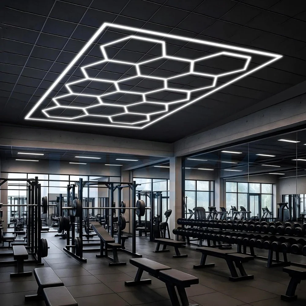 Lumină LED Hexagonală – 14 Module + Rama 484x243CM - Garaj, Dormitor, Cameră Gaming, Spații Private [5]