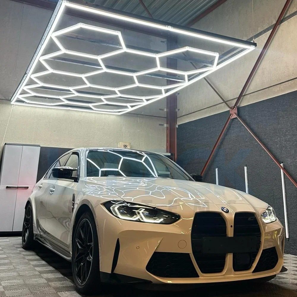 Lumini Hexagoane Modulare - Lumină LED Hexagonală – 14 Module + Rama 484x243CM - Garaj, Dormitor, Cameră Gaming, Spații Private