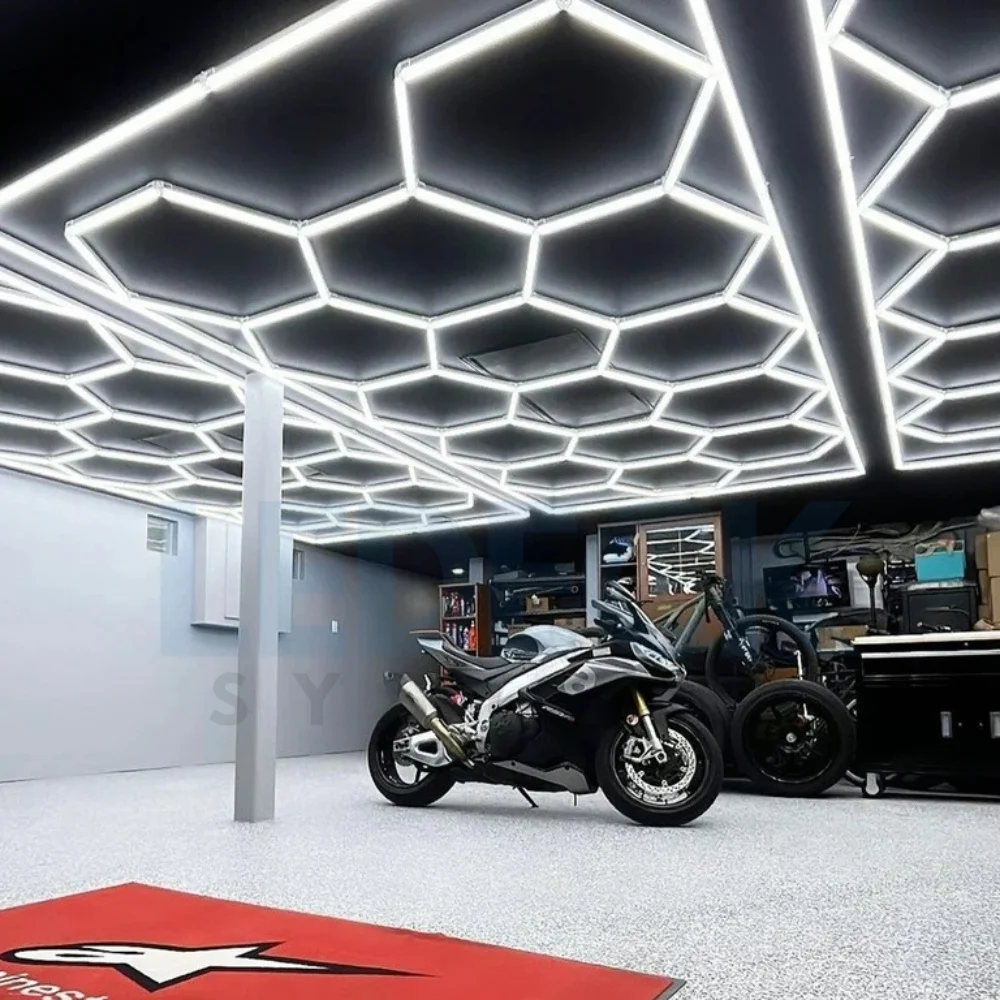 Lumină LED Hexagonală – 14 Module + Rama 484x243CM - Garaj, Dormitor, Cameră Gaming, Spații Private [3]
