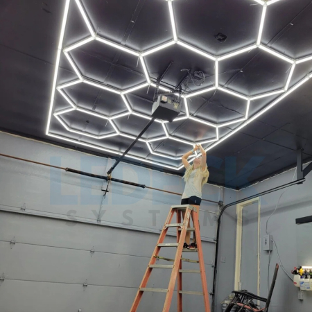 Lumină LED Hexagonală – 14 Module + Rama 484x243CM - Garaj, Dormitor, Cameră Gaming, Spații Private [2]