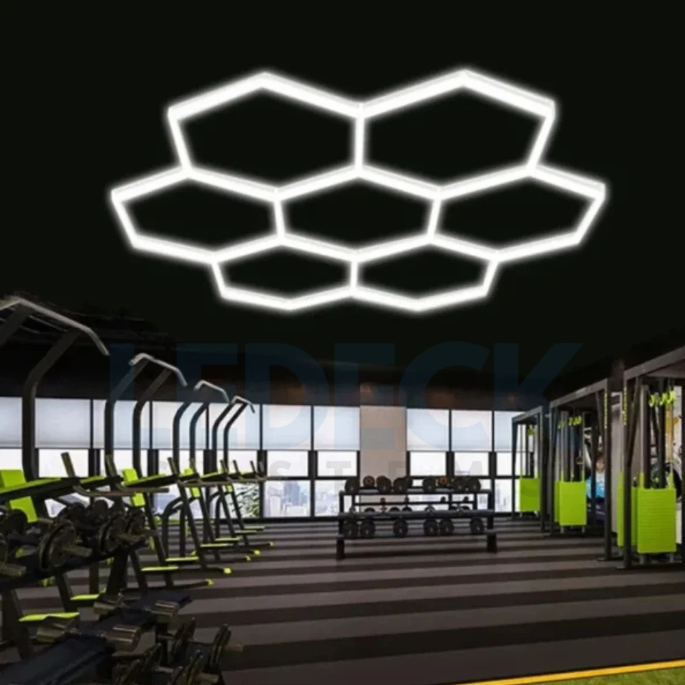 Lumină LED Hexagonală – 14 Module + Rama 484x243CM – Sală Fitness, Gym, Studio Antrenamente Profesionale [7]