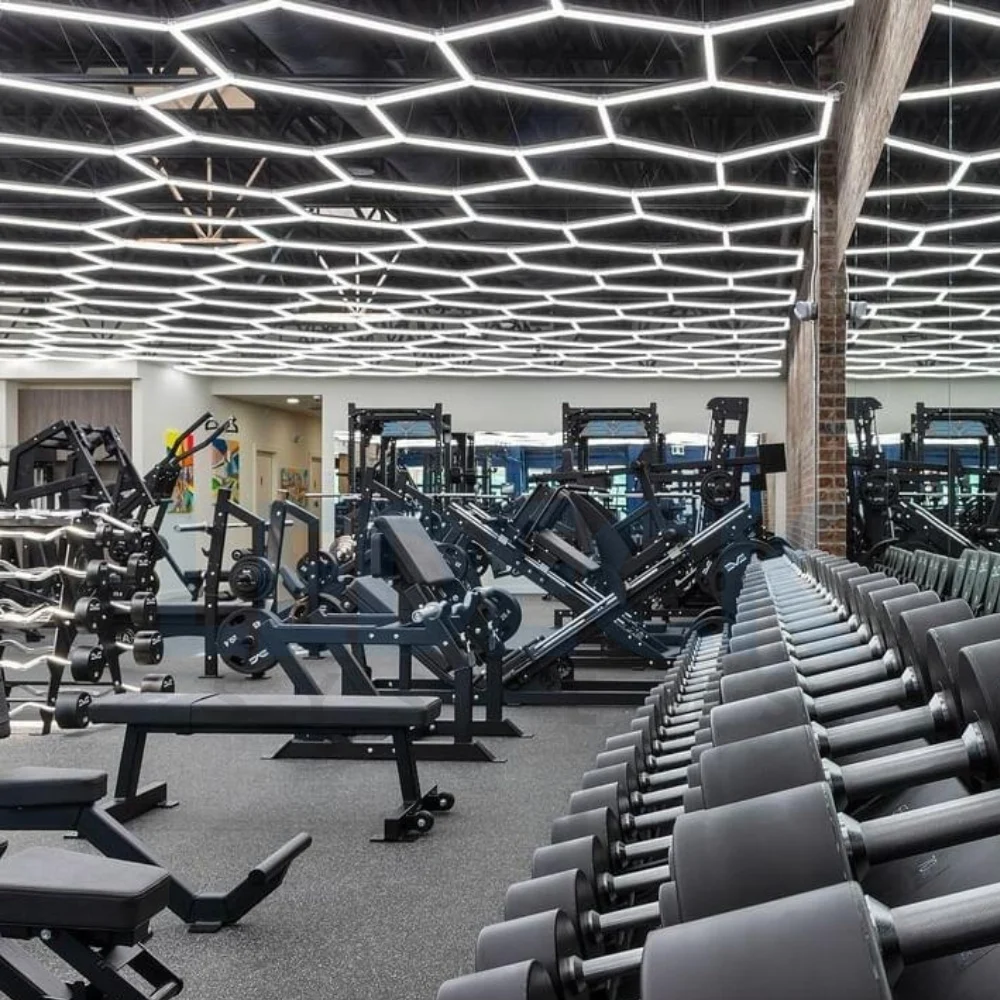 Lumină LED Hexagonală – 14 Module + Rama 484x243CM – Sală Fitness, Gym, Studio Antrenamente Profesionale [1]