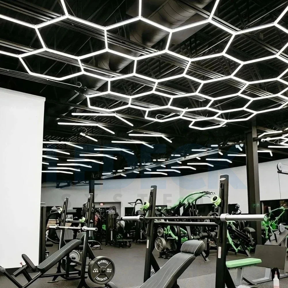 Lumină LED Hexagonală – 14 Module + Rama 484x243CM – Sală Fitness, Gym, Studio Antrenamente Profesionale [2]