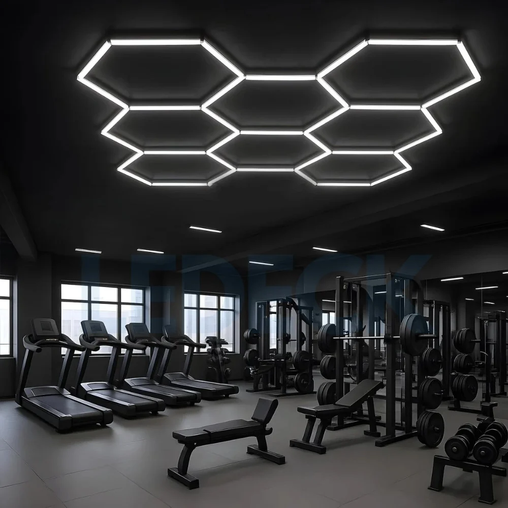 Lumină LED Hexagonală – 14 Module + Rama 484x243CM – Sală Fitness, Gym, Studio Antrenamente Profesionale [6]