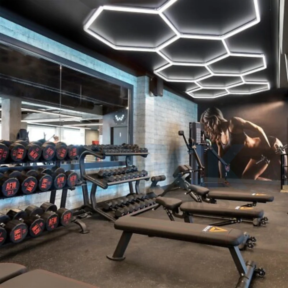 Lumină LED Hexagonală – 14 Module + Rama 484x243CM – Sală Fitness, Gym, Studio Antrenamente Profesionale [5]