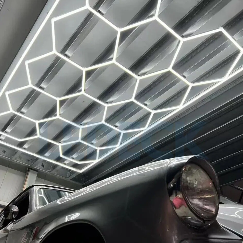 Lumină LED Hexagonală 14 Module + Rama pentru Garaj 484x243 cm – Iluminare Puternică 672W Honeycomb [2]