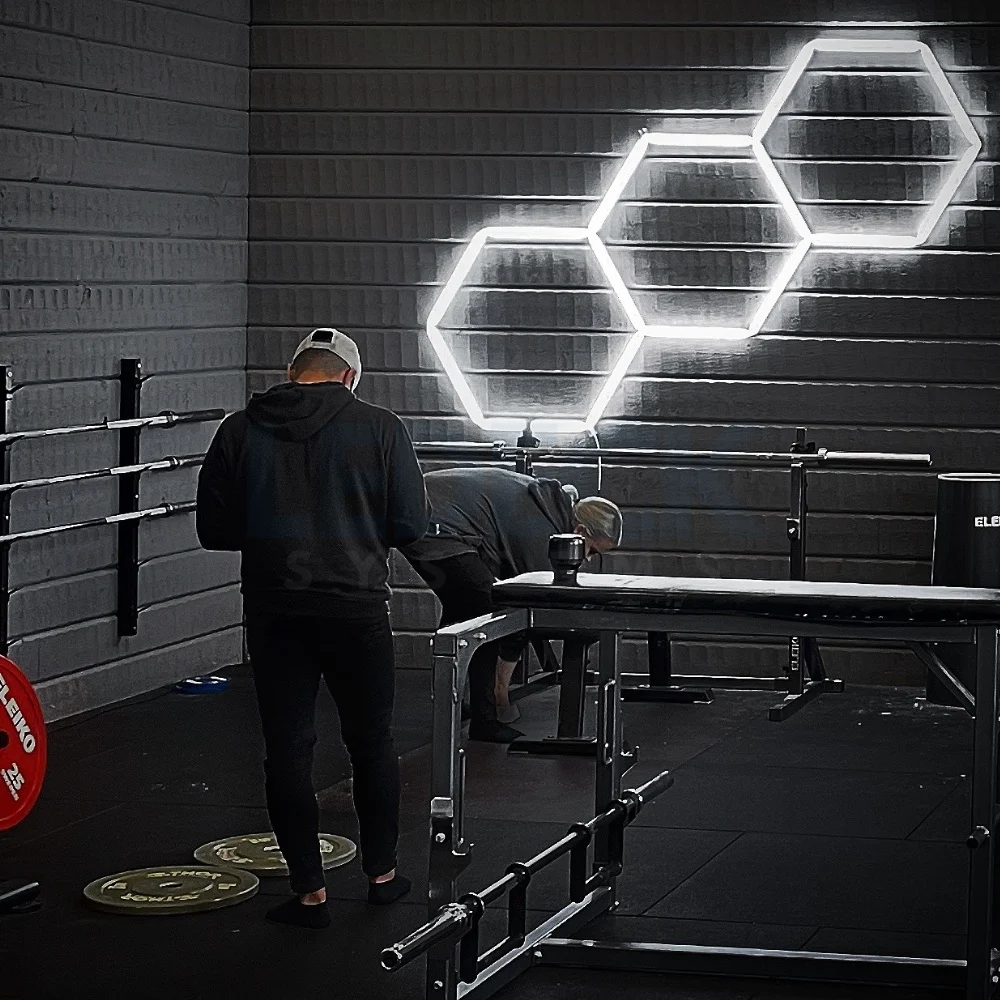 Lumină LED Hexagonală - 3 Module 98x244CM - Garaj, Dormitor, Cameră Gaming, Spații Private [5]