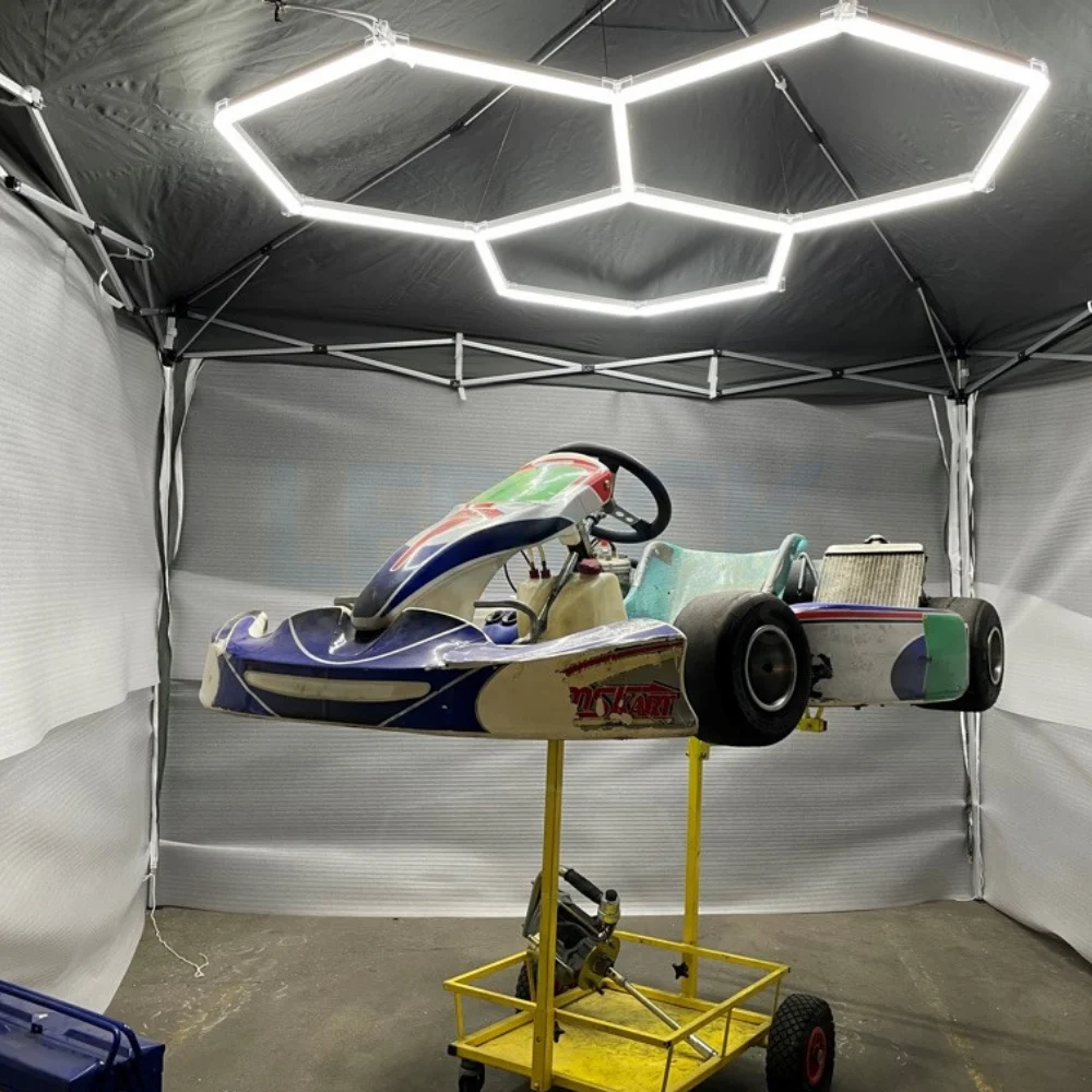 Lumină LED Hexagonală - 3 Module 98x244CM - Garaj, Dormitor, Cameră Gaming, Spații Private [2]