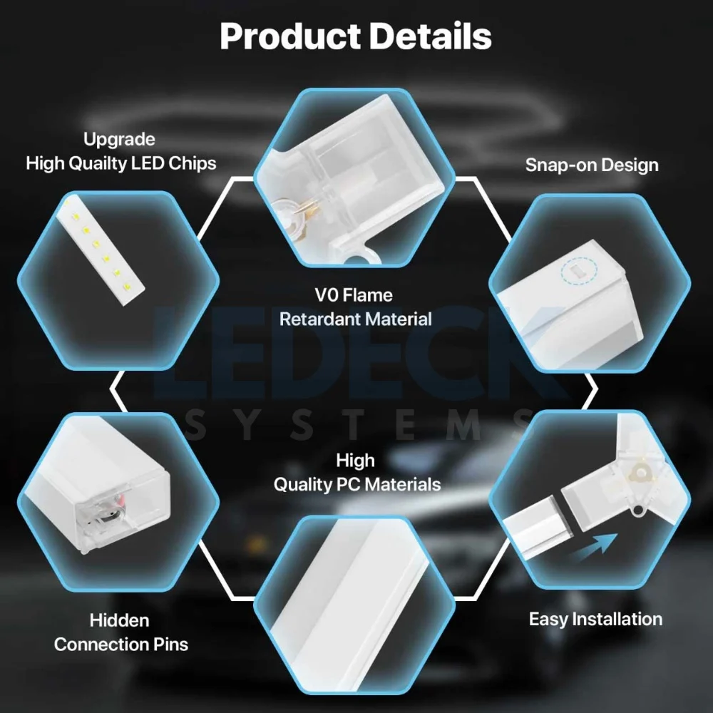 Lumină LED Hexagonală - 3 Module 98x244CM - Garaj, Dormitor, Cameră Gaming, Spații Private [7]