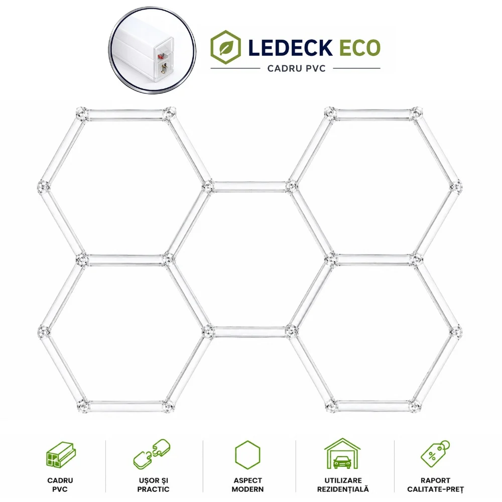Lumini Hexagoane Modulare - Lumină LED Hexagonală – 5 Module 164x235CM - Garaj, Dormitor, Cameră Gaming, Spații Private