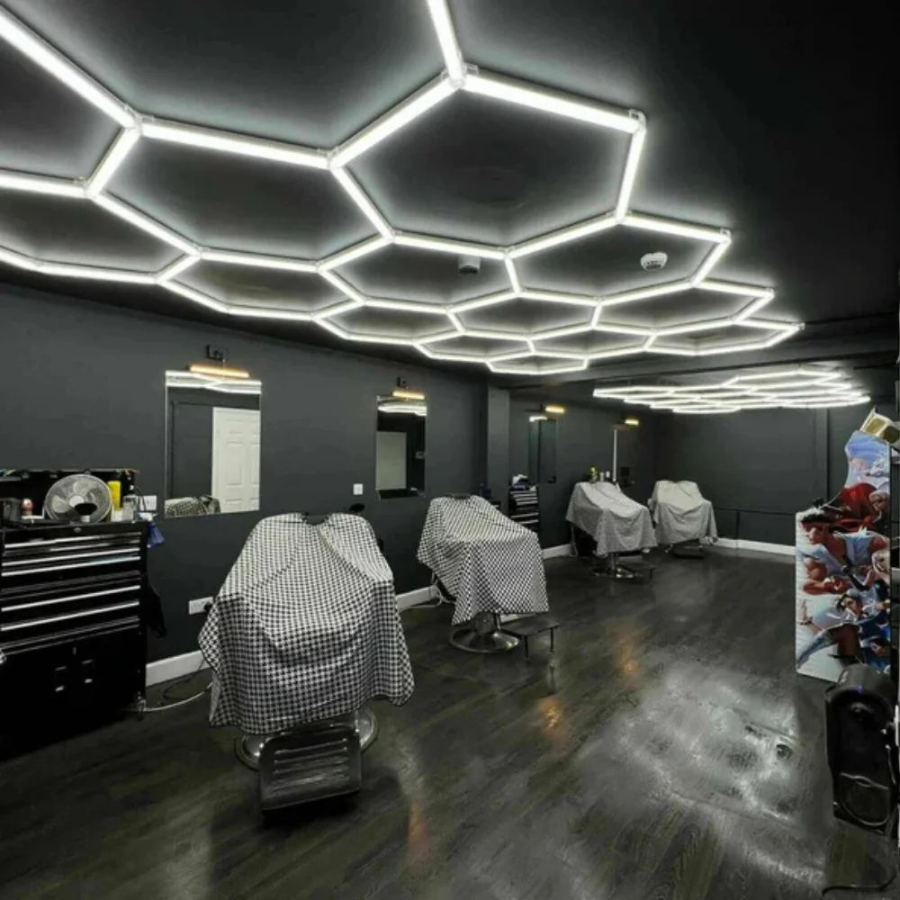 Lumină LED Hexagonală Barber Shop 14 Module + Rama 484x243 cm – Iluminare Modernă Barber Shop / Salon Frizerie 672W [5]