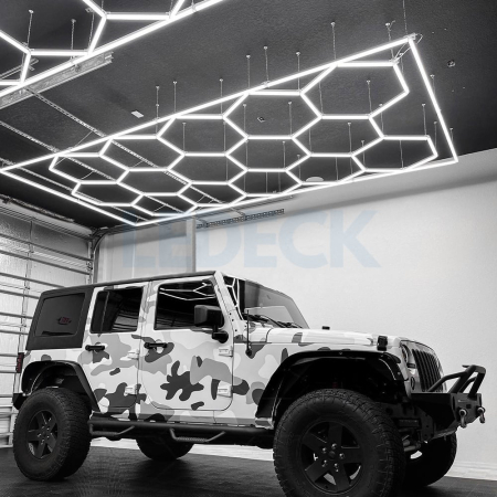 Lumină LED Hexagonală Profesională Aluminiu – 11 Module 299x415CM - Service Auto, Detailing, Ateliere, Spații Comerciale [6]