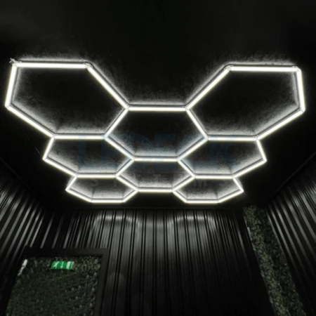 Lumină LED Hexagonală Profesională Aluminiu – 11 Module 299x415CM - Service Auto, Detailing, Ateliere, Spații Comerciale [8]