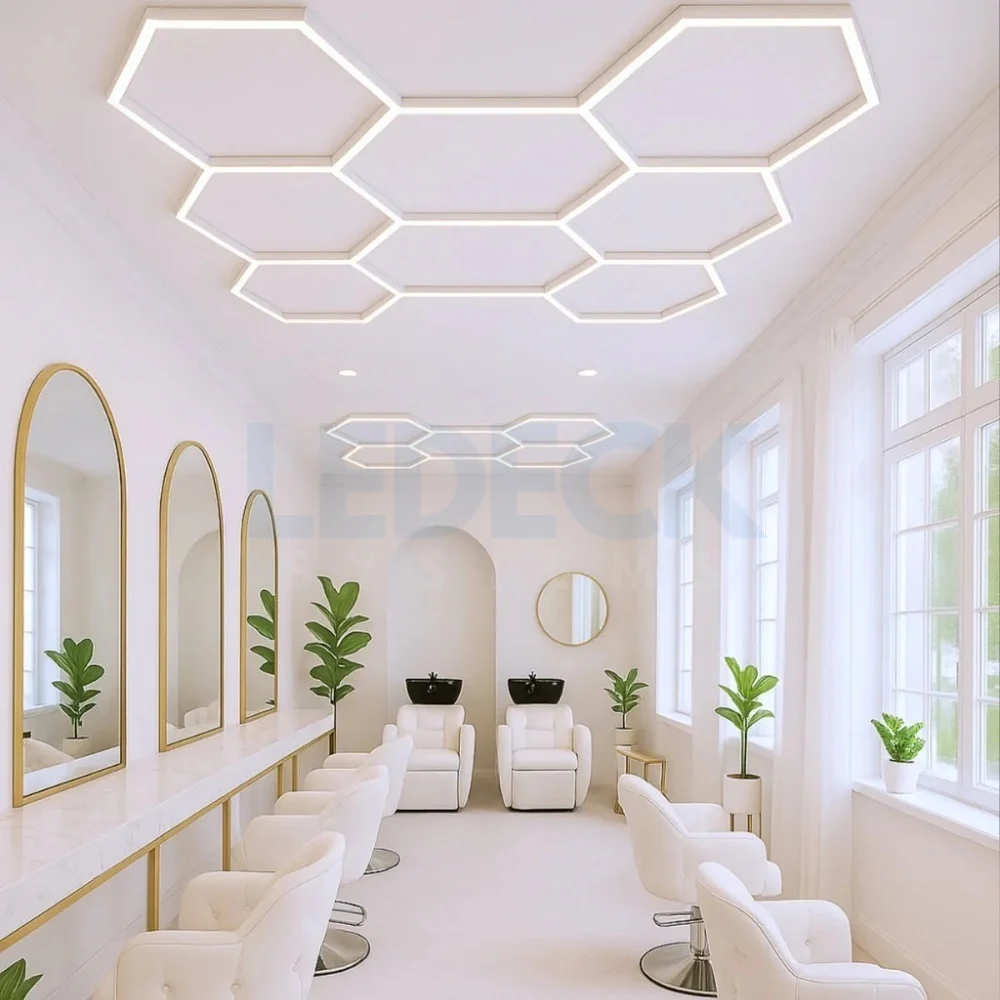 Lumină LED Hexagonală Profesională Aluminiu - 11 Module 568mm 299x415CM - Service Auto, Detailing, Ateliere, Spații Comerciale [9]