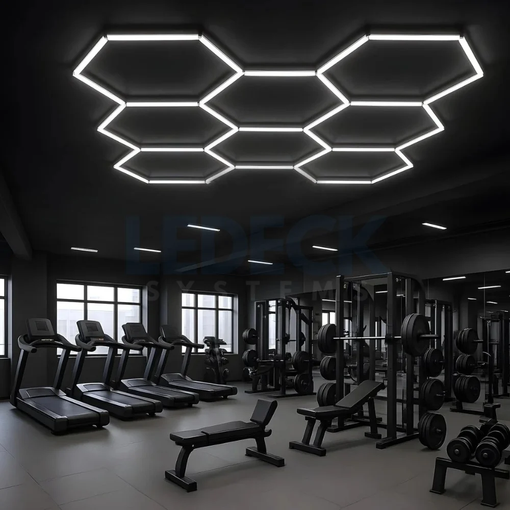 Lumină LED Hexagonală Profesională Aluminiu - 11 Module 568mm 299x415CM - Service Auto, Detailing, Ateliere, Spații Comerciale [5]