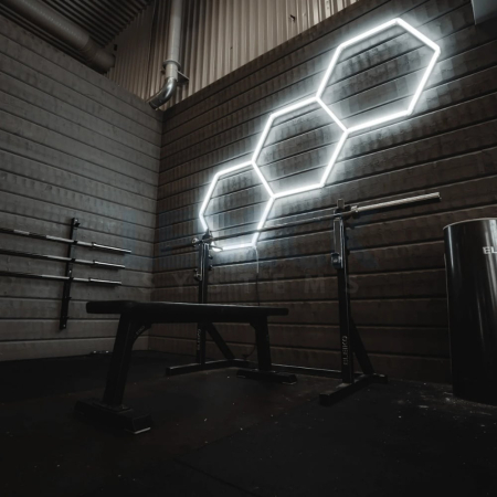 Lumină LED Hexagonală Profesională Aluminiu– 3 Module 120x315CM – Service Auto, Detailing, Ateliere, Spații Comerciale [4]