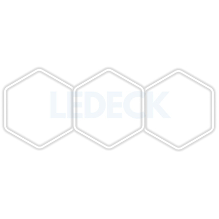 Lumini Hexagoane Modulare - Lumină LED Hexagonală Profesională Aluminiu– 3 Module 120x315CM – Service Auto, Detailing, Ateliere, Spații Comerciale