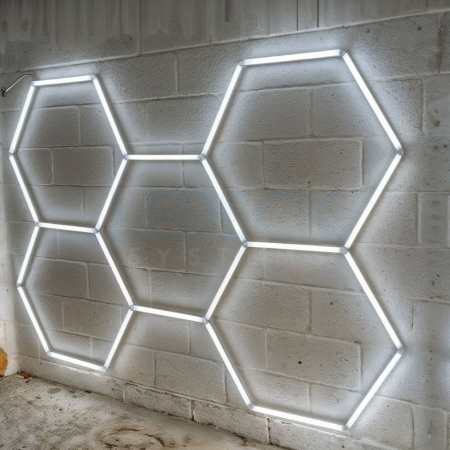 Lumină LED Hexagonală Profesională Aluminiu– 5 Module 210x299CM – Service Auto, Detailing, Ateliere, Spații Comerciale [9]