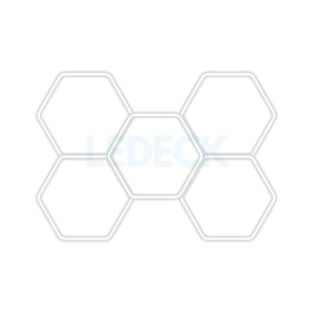 Lumină LED Hexagonală Profesională Aluminiu– 5 Module 440mm 164x235CM – Service Auto, Detailing, Ateliere, Spații Comerciale [1]