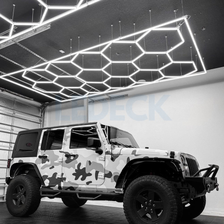 Lumină LED Hexagonală Profesională Aluminiu – 8 Module 299x315CM - Service Auto, Detailing, Ateliere, Spații Comerciale [6]