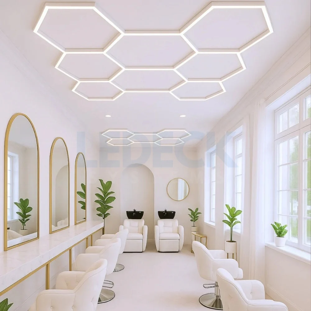 Lumină LED Hexagonală Profesională Aluminiu - 8 Module 568mm 299x315CM - Service Auto, Detailing, Ateliere, Spații Comerciale [9]