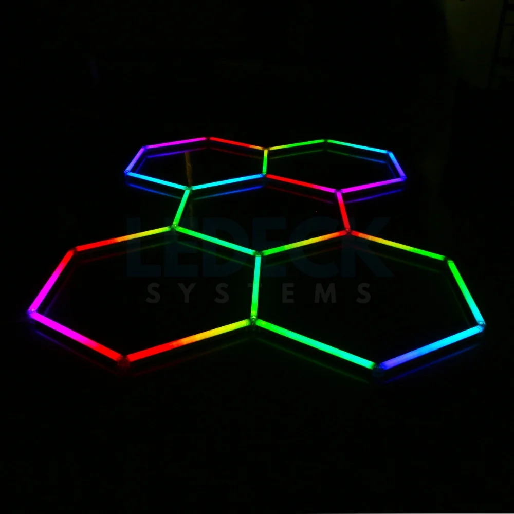 Lumină LED RGB Hexagonală Profesionala Aluminiu – 5 Module 244x170CM 192W, Echivalent 1600W, Garaj, Salon, Atelier [8]