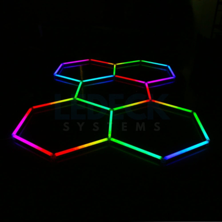 Lumină LED RGB Hexagonală Profesionala Alunminiu – 5 Module 244x170CM 192W, Echivalent 1600W, Garaj, Salon, Atelier [4]