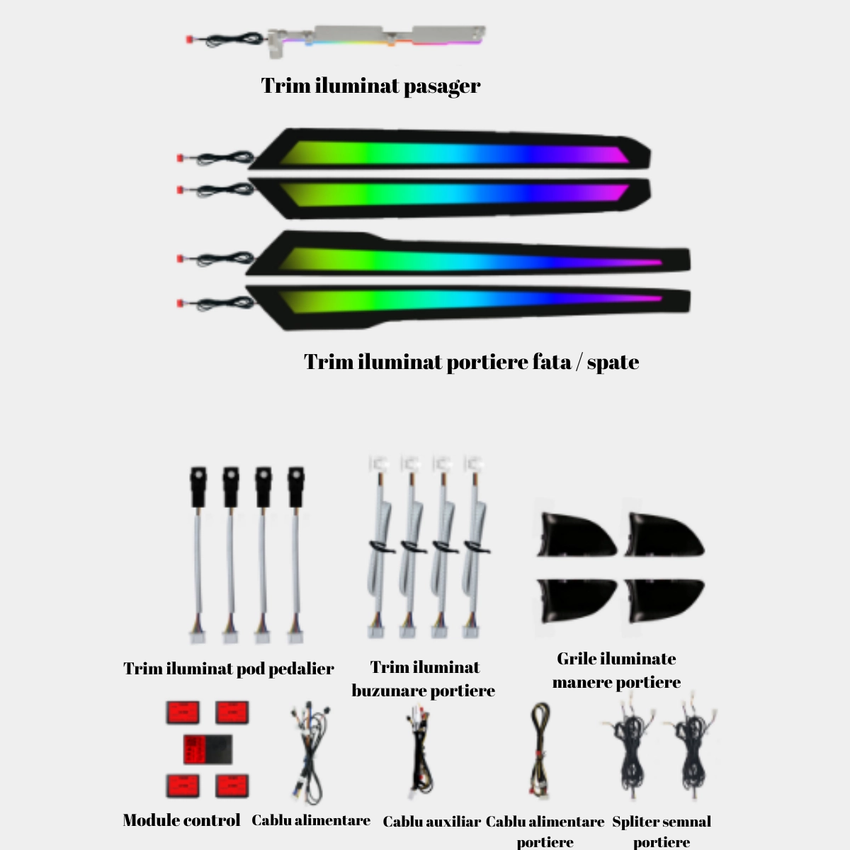 Lexus - Lumini ambientale dedicate Lexus RX 2015-2022, RGB Acrilice 17 in 1 Dinamice cu efect symphony, Control din Aplicatie Bluetooth