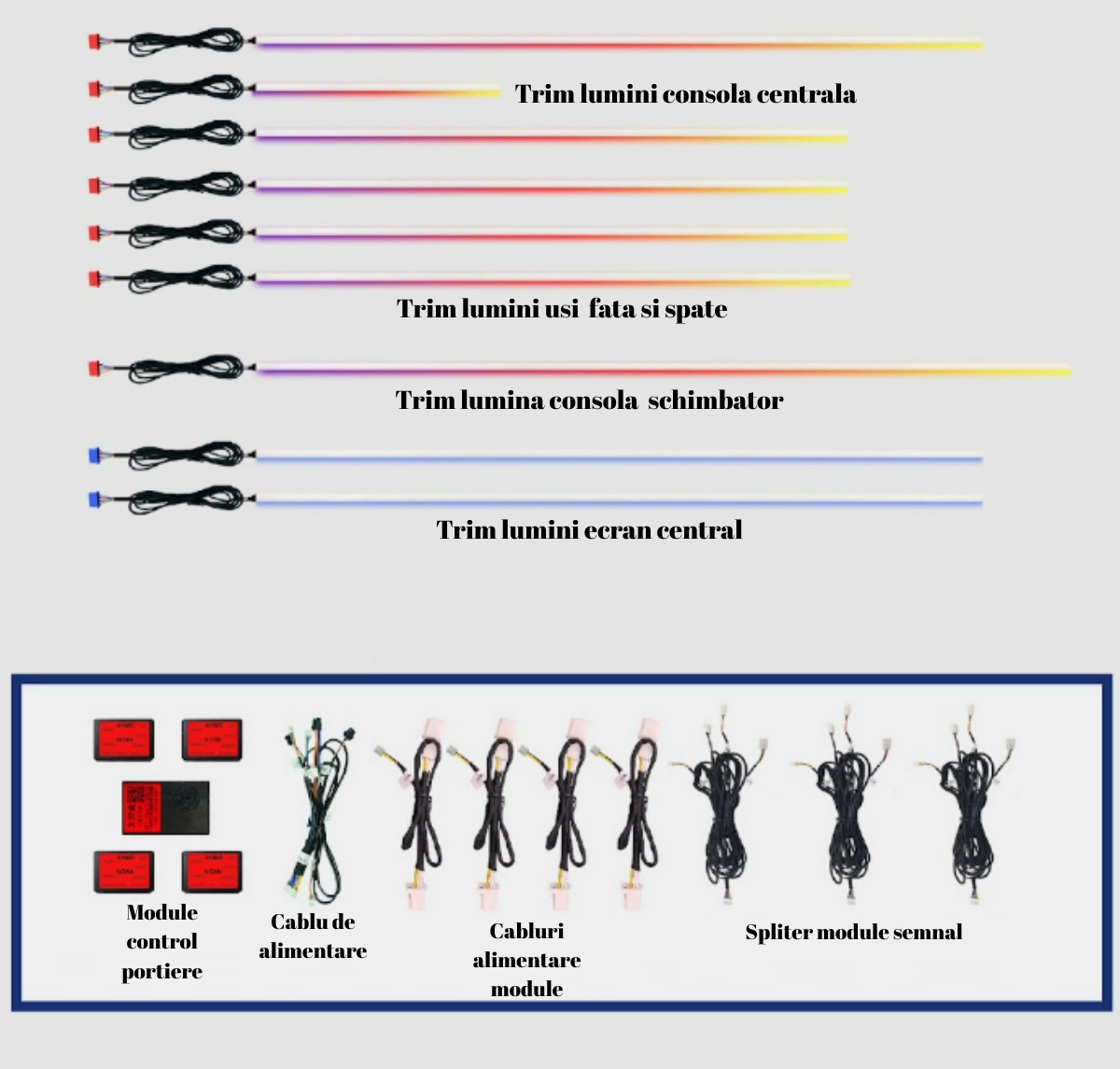 Mercedes Benz - Lumini ambientale dedicate Mercedes-Benz E CLASS W213 2017-2023, RGB Acrilice 9 in 1 Statice cu efect RGB, Control din Aplicatie Bluetooth